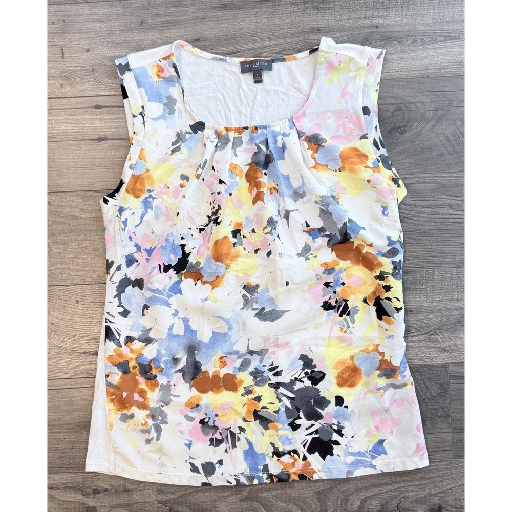 The Limited Watercolor Floral Sleeveless Shell Blouse S Office Siren Euro Summer